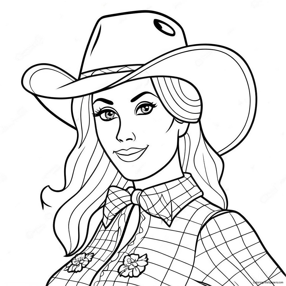 Cowgirl Barbie I Et Glitrende Outfit Farvelægningsside 35713