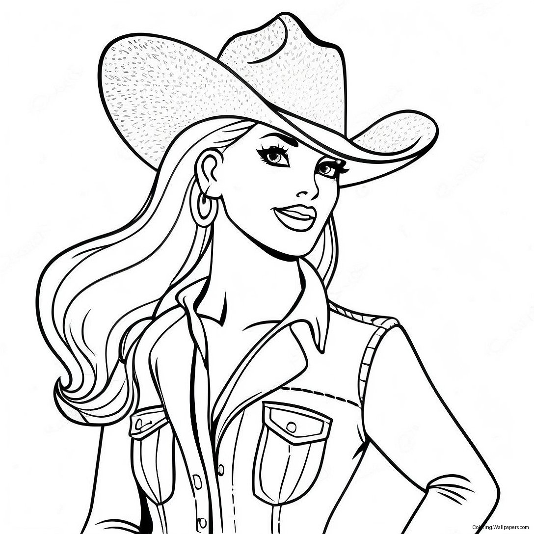 Cowgirl Barbie In Un Outfit Brillante Pagina Da Colorare 35714