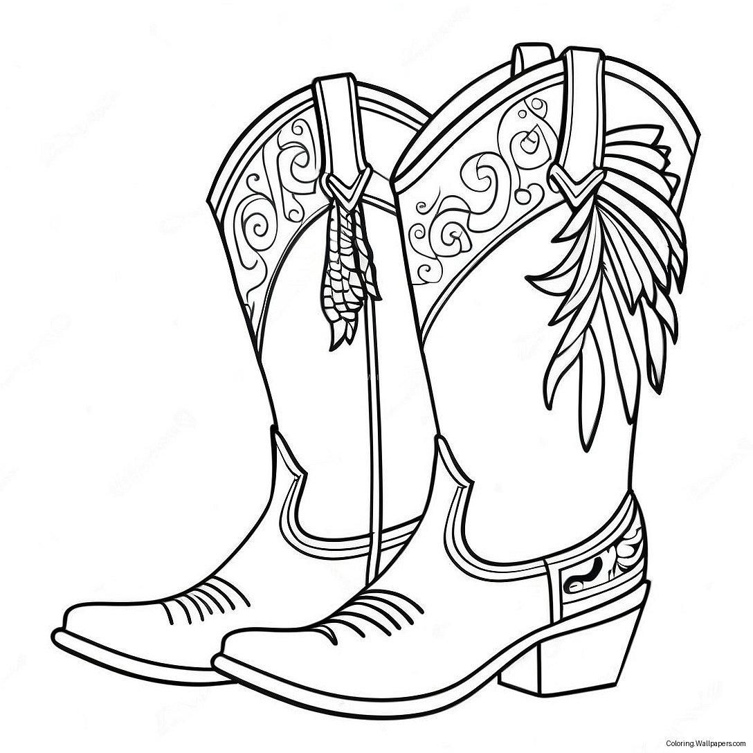 Cowgirl Boots Kleurplaat 37485