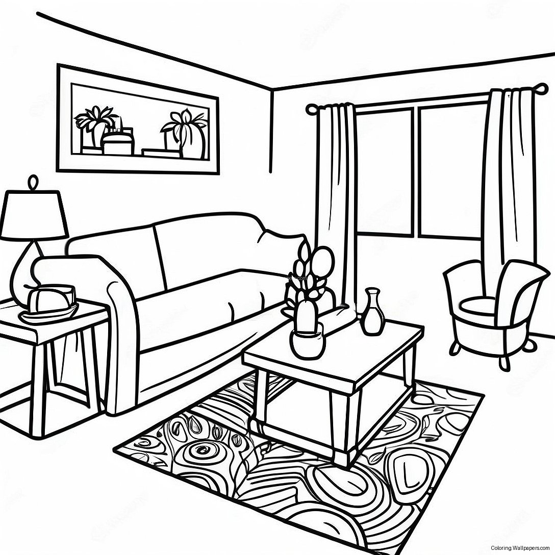 Cozy Apartment Living Room Coloring Page 40417