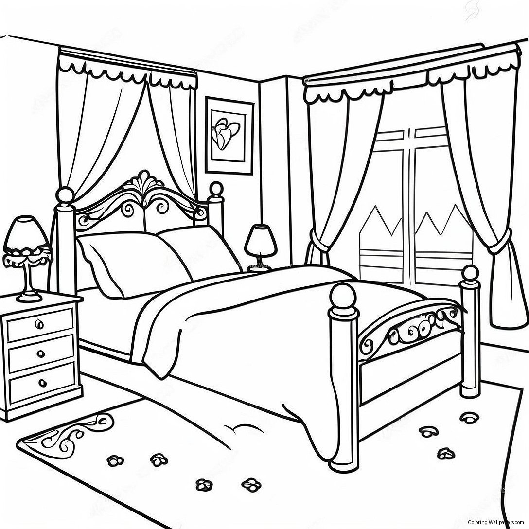 Cozy Bed Coloring Page 23922