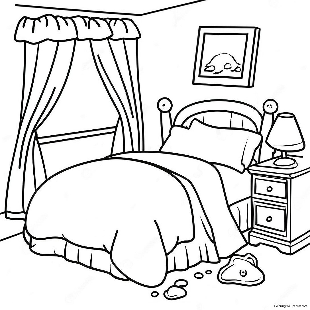 Cozy Bedtime Scene Coloring Page 39626