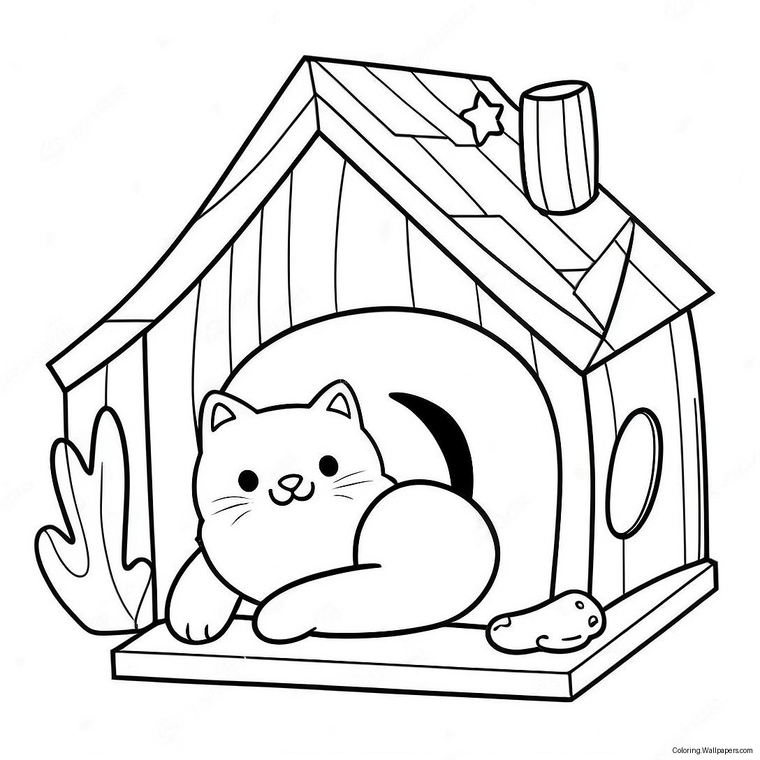 Cozy Cat House Coloring Page 41009