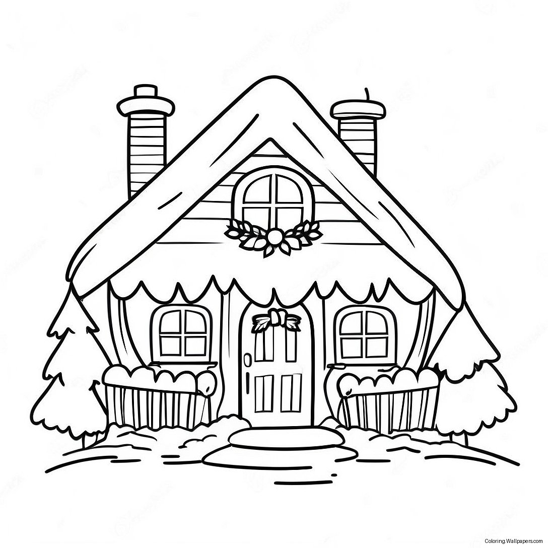 Pagina Da Colorare Del Accogliente Cottage Di Natale 15121