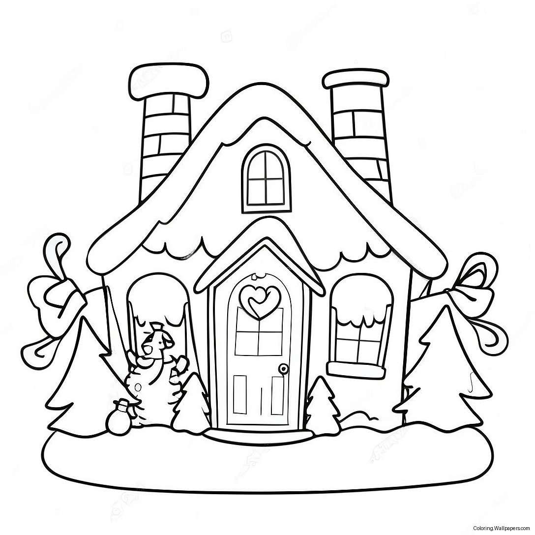 Pagina Da Colorare Del Accogliente Cottage Di Natale 15123
