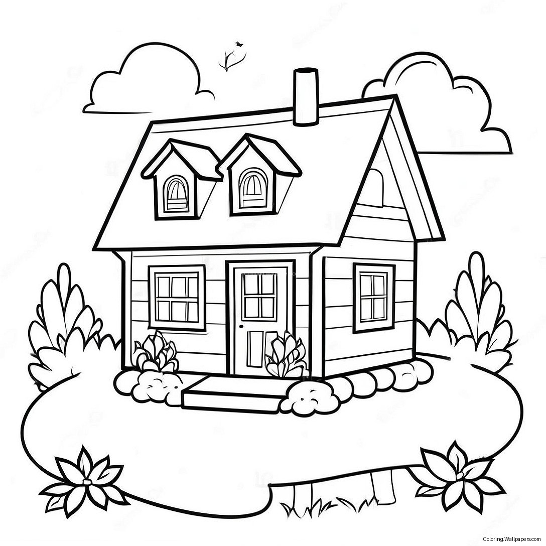 Pagina Da Colorare Di Un Accogliente Cottage 113
