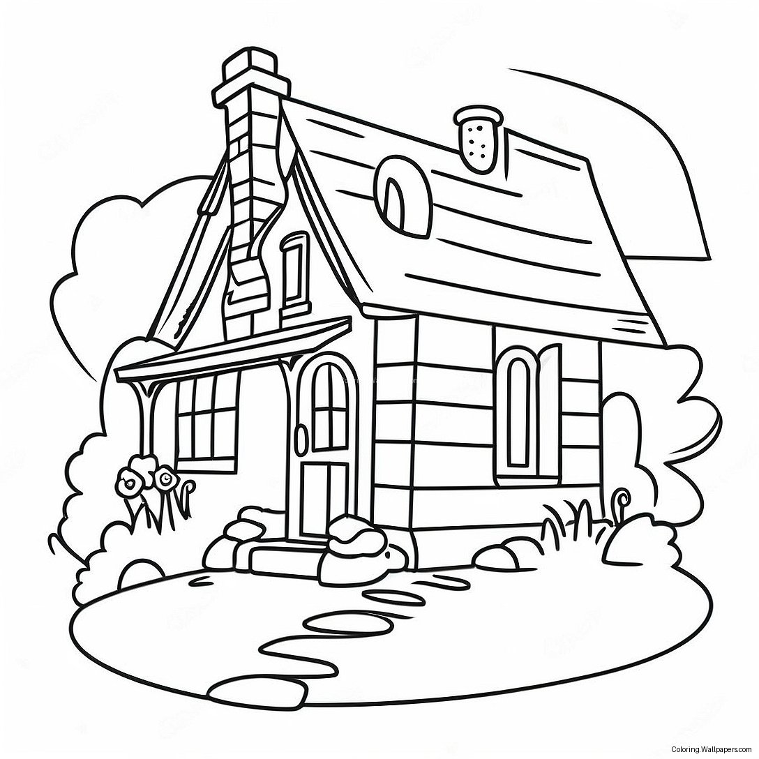 Pagina Da Colorare Di Un Accogliente Cottage 114
