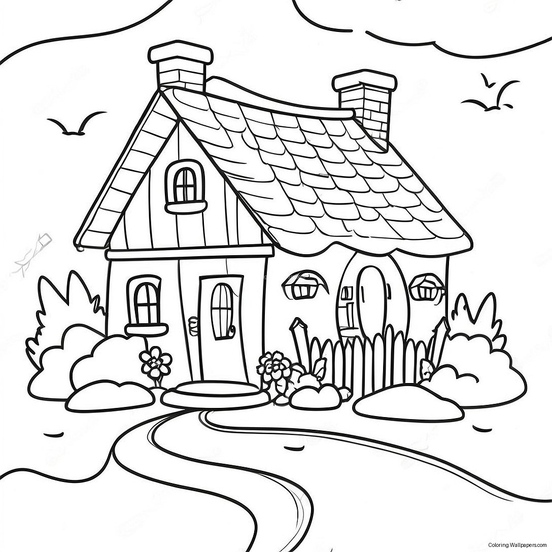 Pagina Da Colorare Del Cottage Accogliente 4585