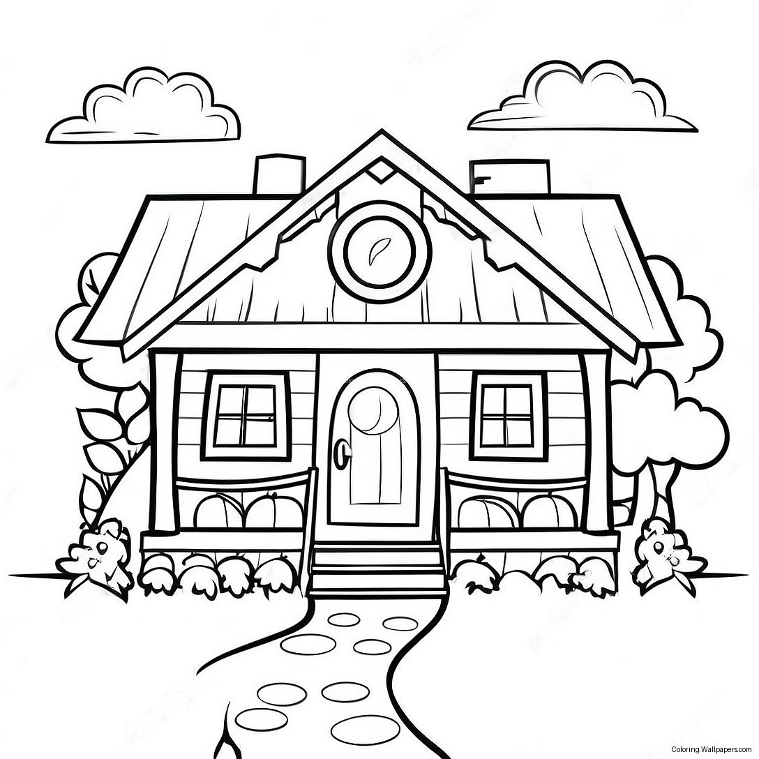 Cozy Cottage Coloring Page 4587