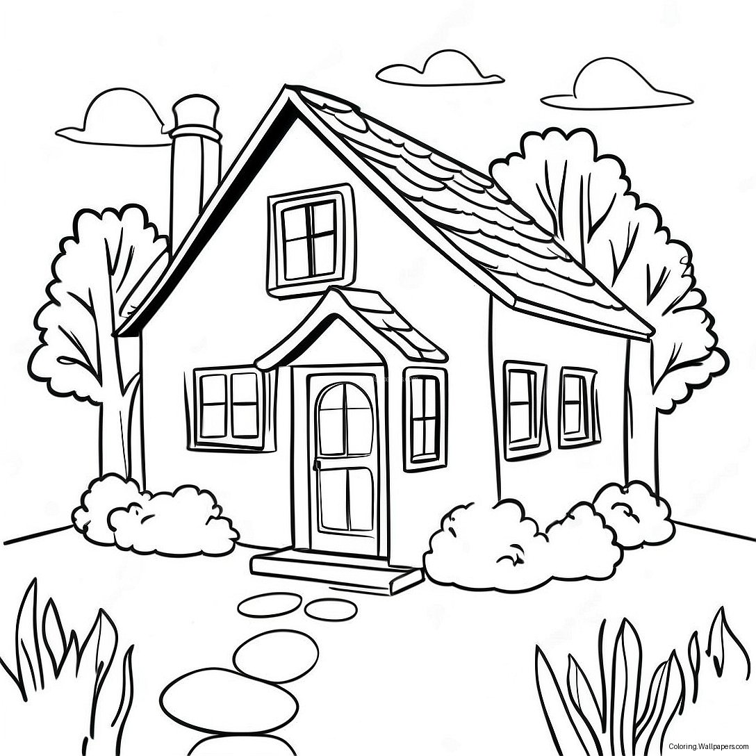 Cozy Cottage Coloring Page 4588