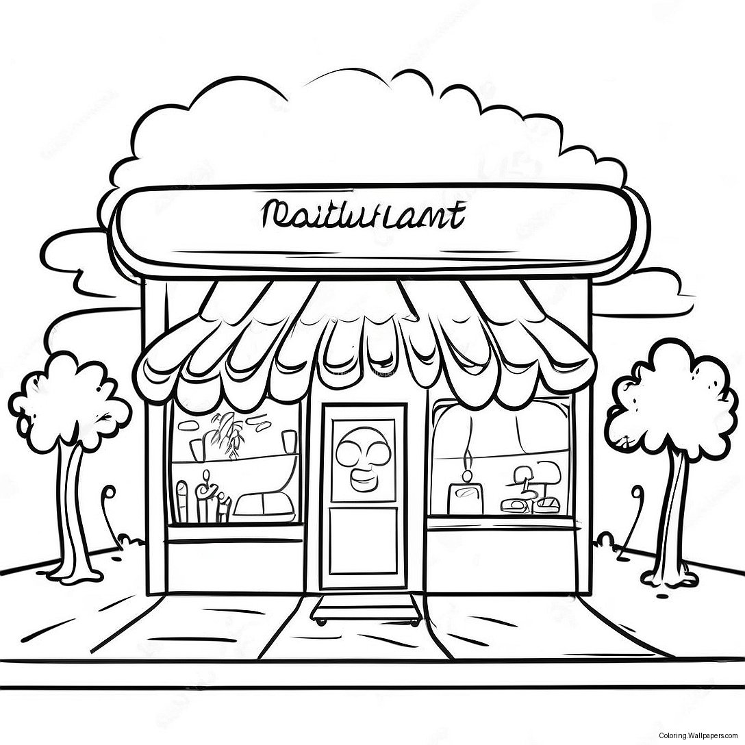 Cozy Family Restaurant Coloring Page 9048