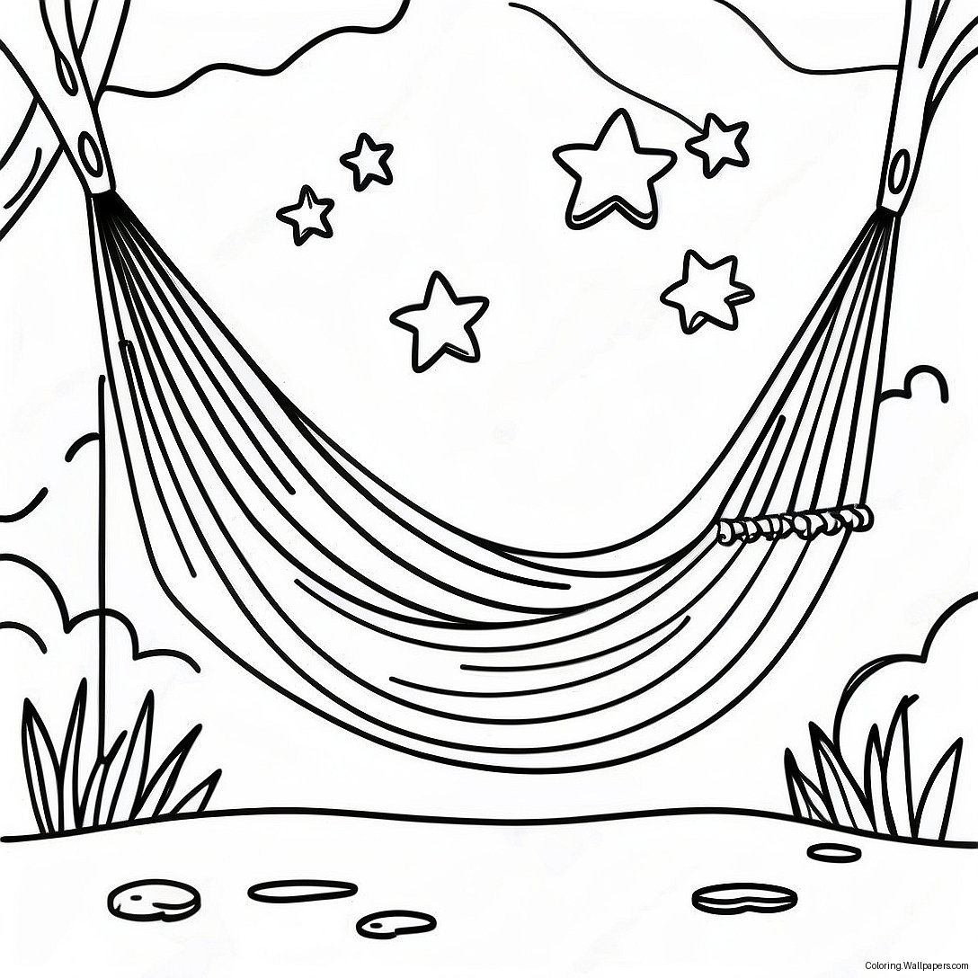 Cozy Hammock Under A Starry Sky Coloring Page 58561