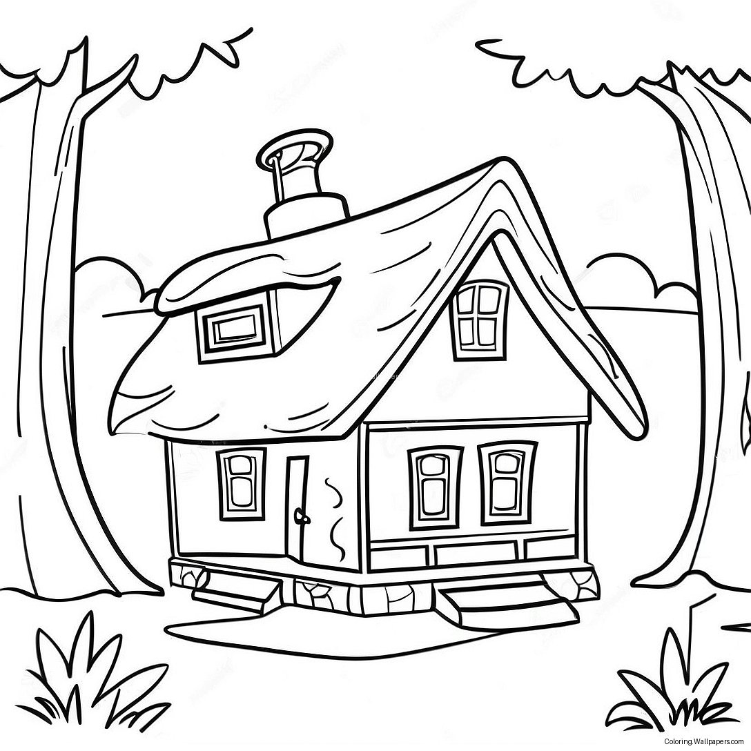 Cozy Little House In The Big Woods Coloring Page 36552