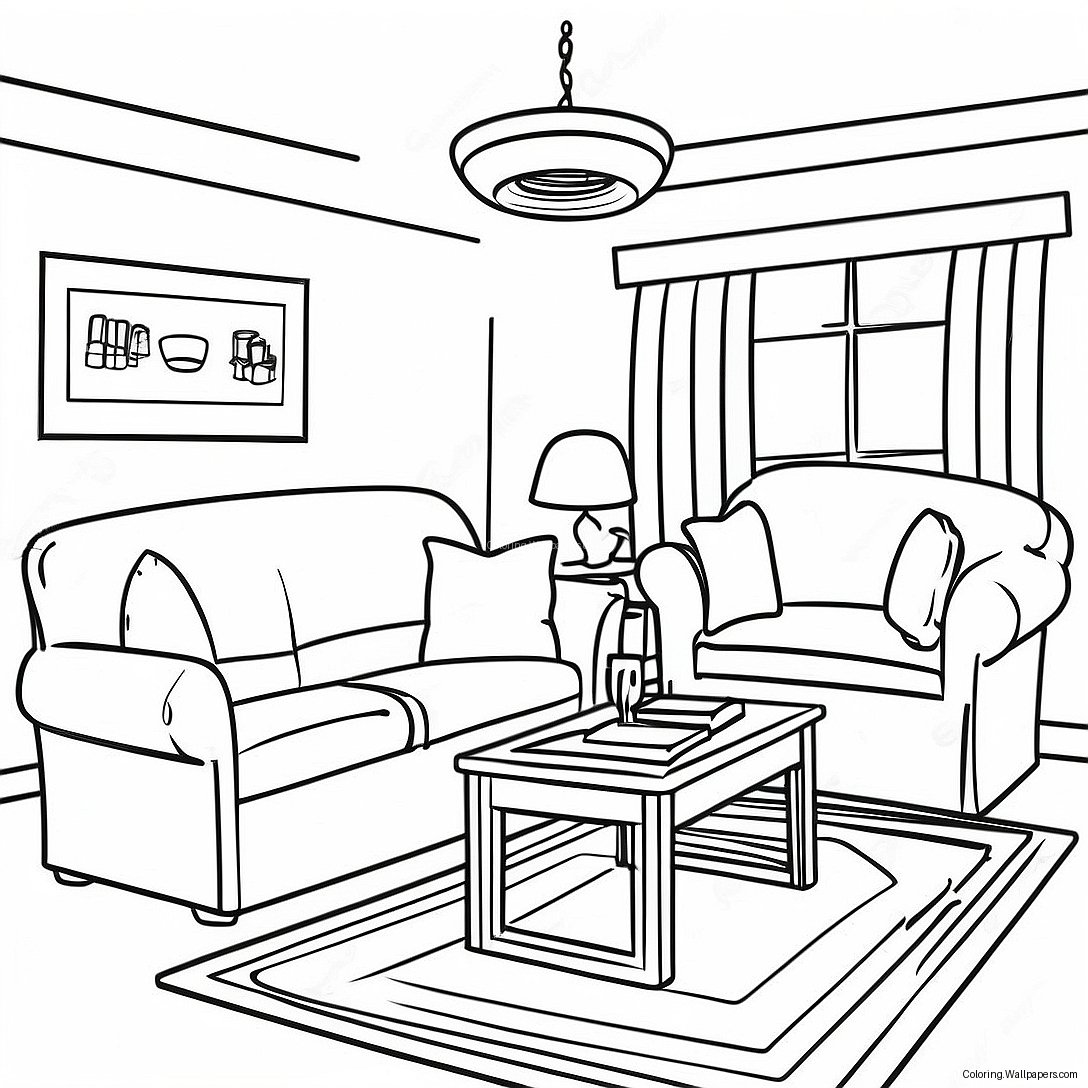 Cozy Living Room Furniture Coloring Page 41153