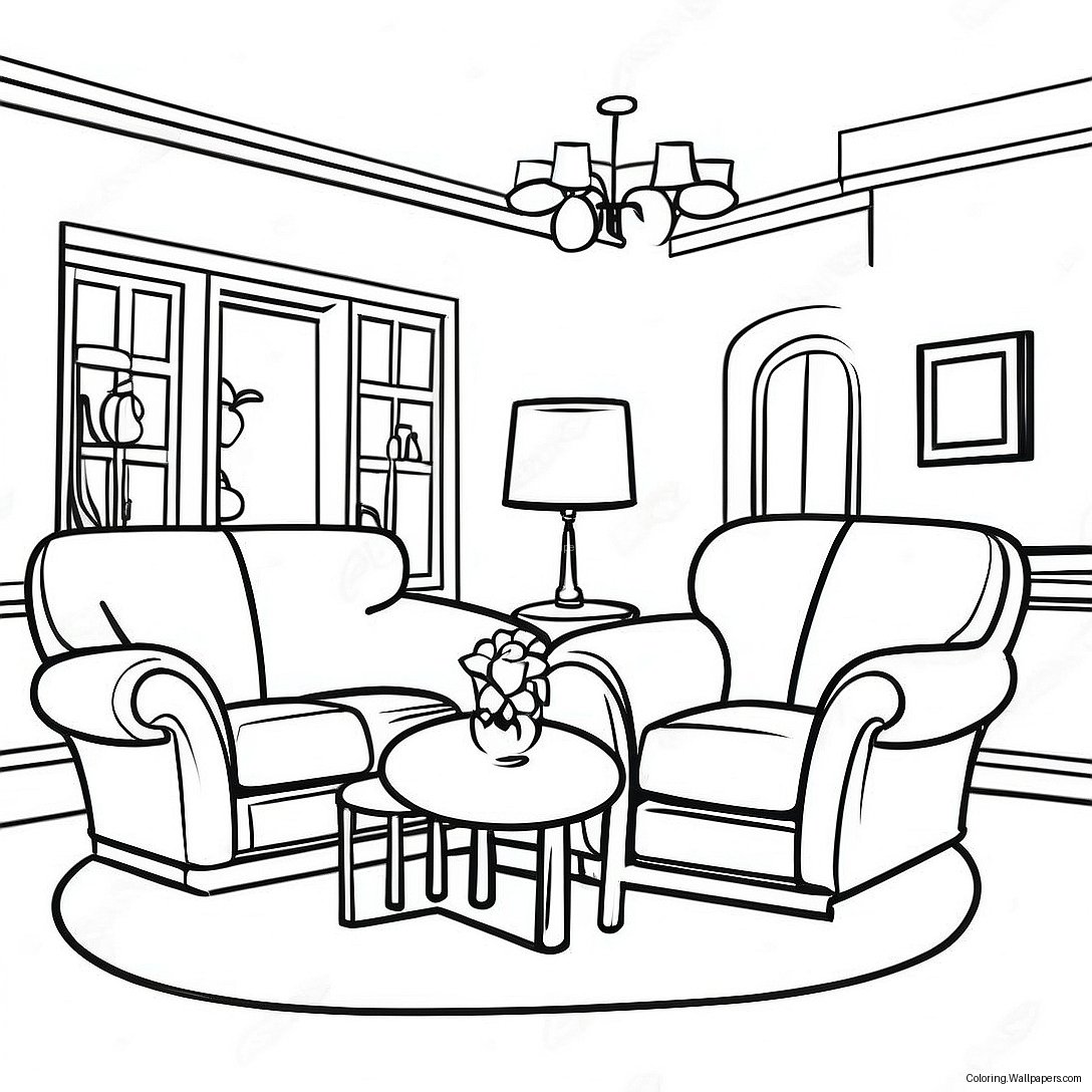 Cozy Living Room Furniture Coloring Page 41155