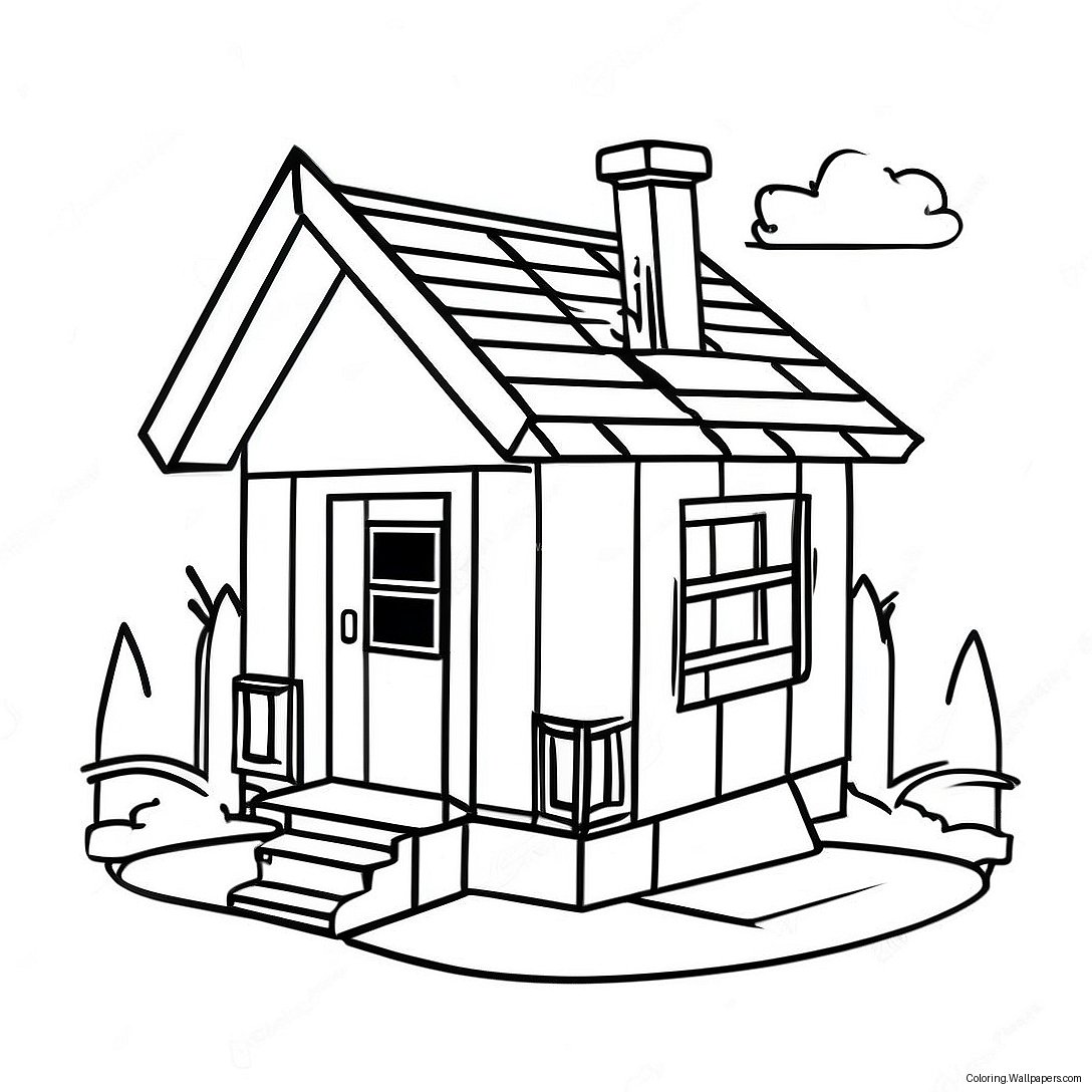 Cozy Minecraft Cottage Coloring Page 25073