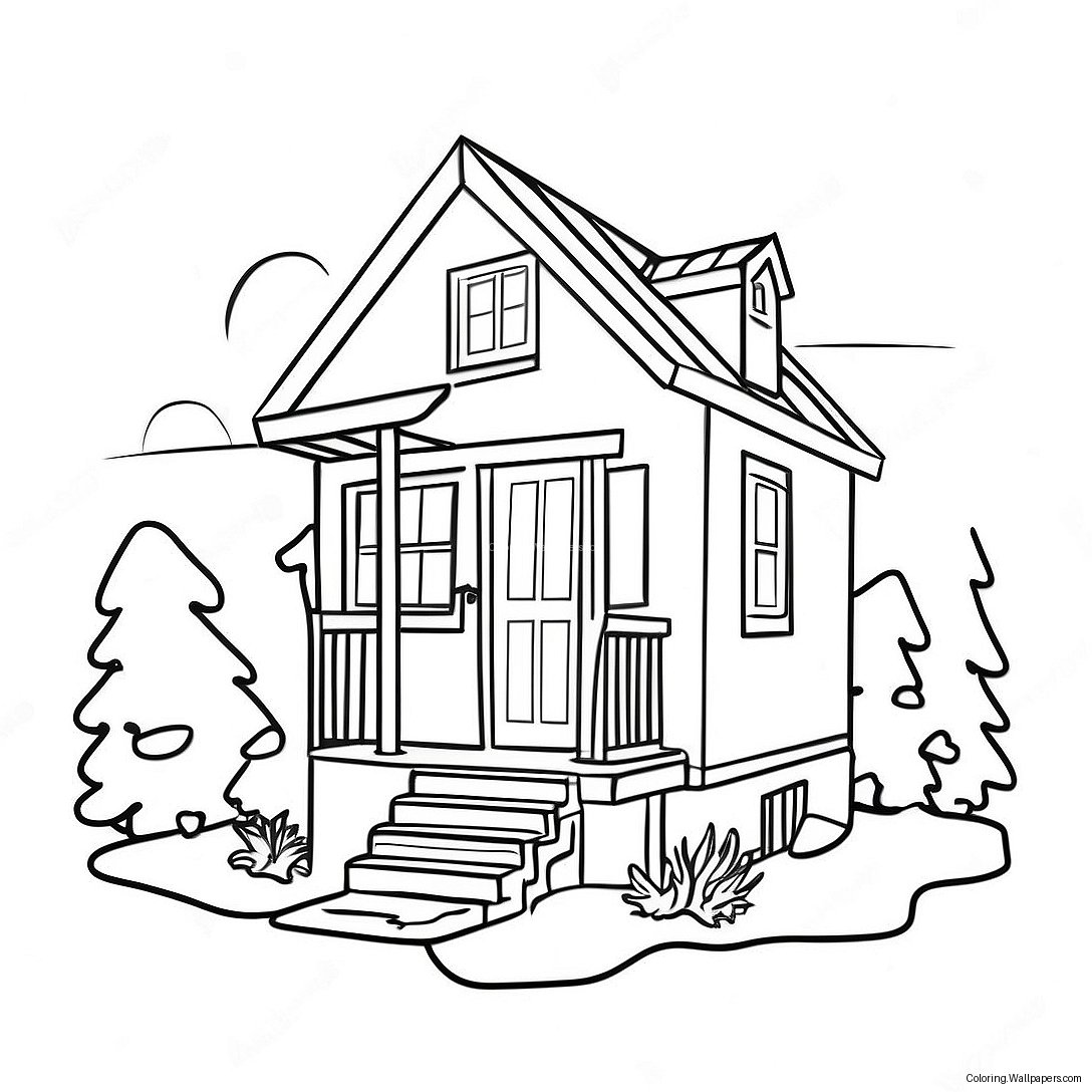 Cozy Tiny House Coloring Page 45036