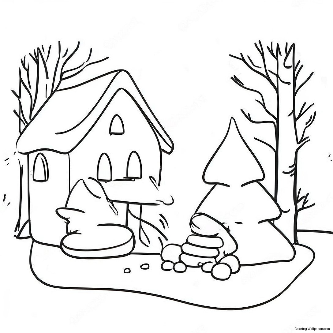 Cozy Winter Scene Coloring Page 3439