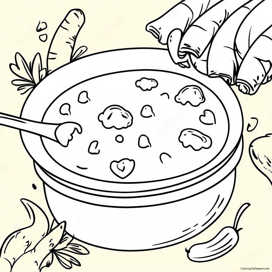 Creamy Chowder With Vegetables Coloring Page 25986