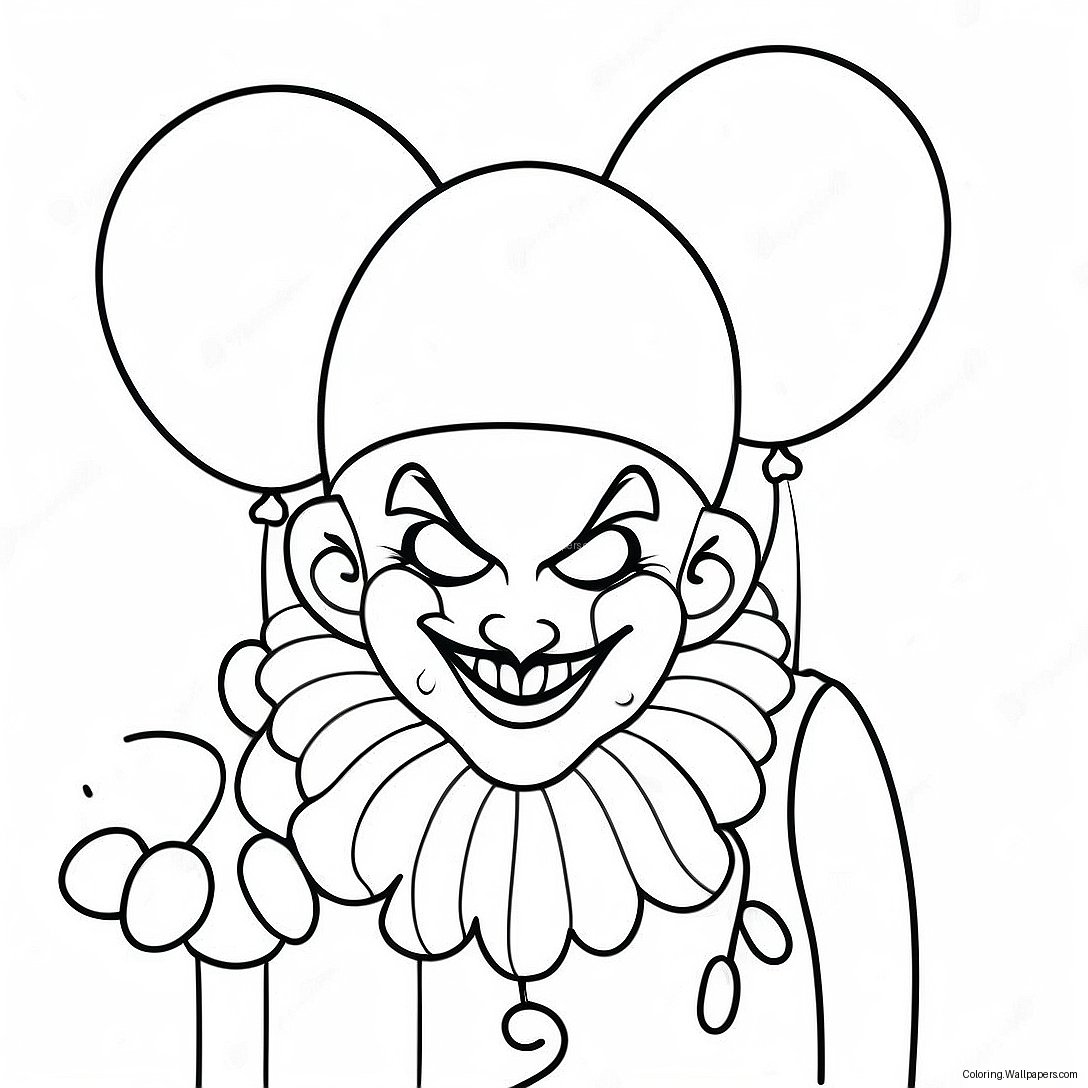 Erschreckender Clown Mit Ballons Ausmalbild 27417