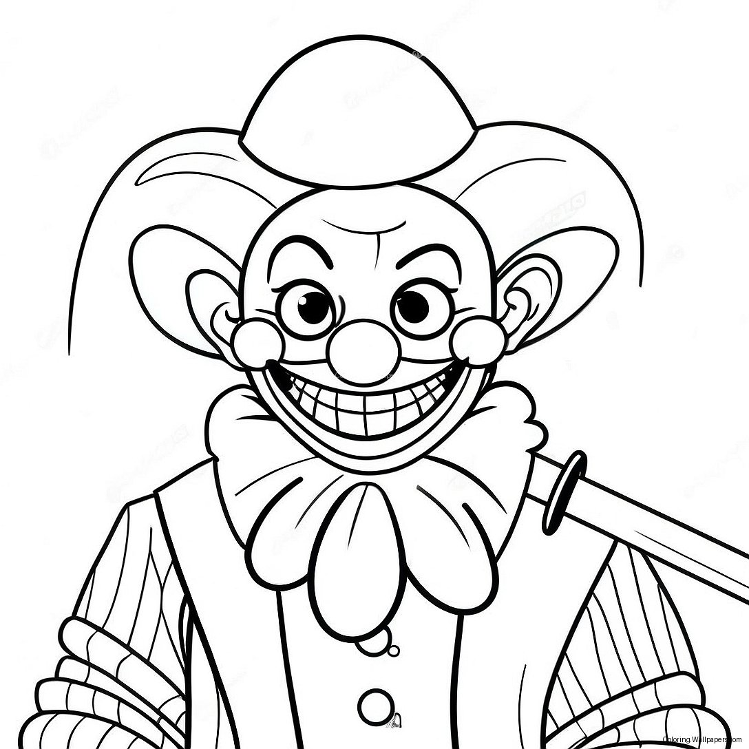 Creepy Gangster Clown With Knife Coloring Page 52331