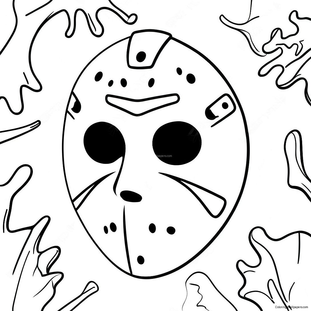 Creepy Jason Mask Coloring Page 45751