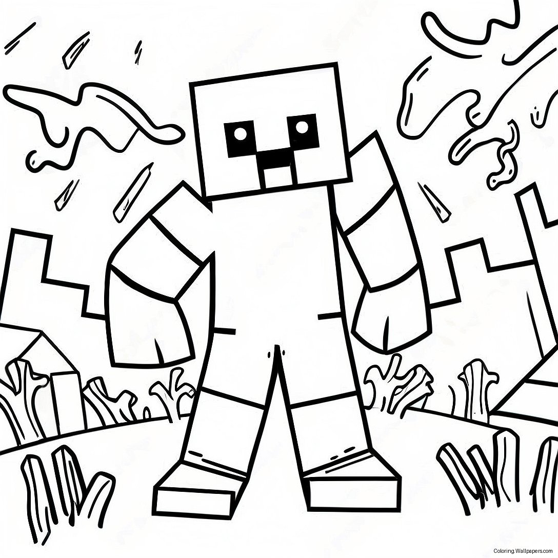 Creepy Minecraft Entity 303 In The Dark Coloring Page 38176