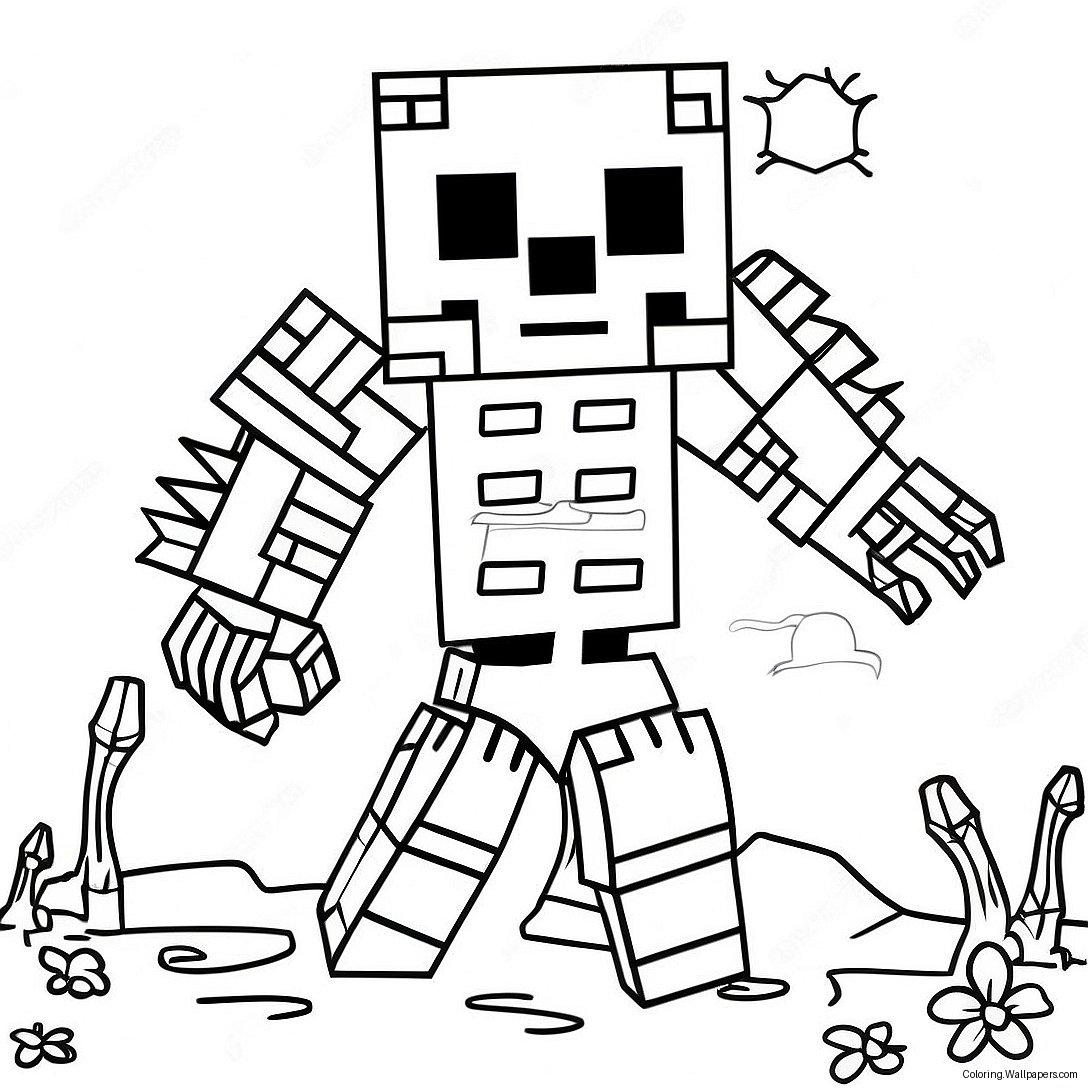 Creepy Minecraft Mutant Skeleton Coloring Page 28565