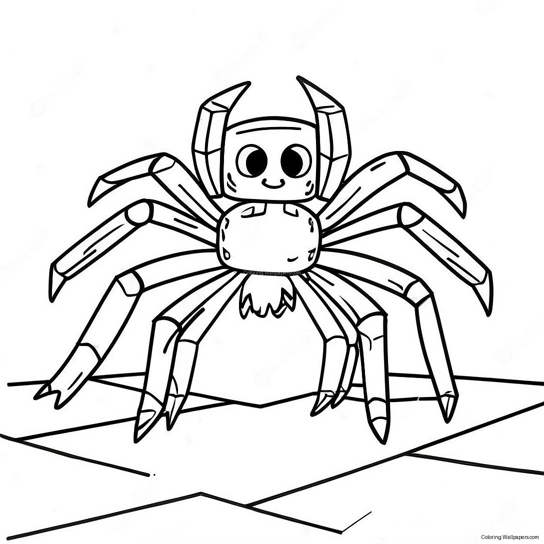 Creepy Minecraft Spider Coloring Page 17188