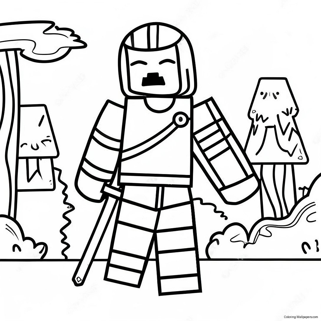 Creepy Minecraft Warden Coloring Page 47310