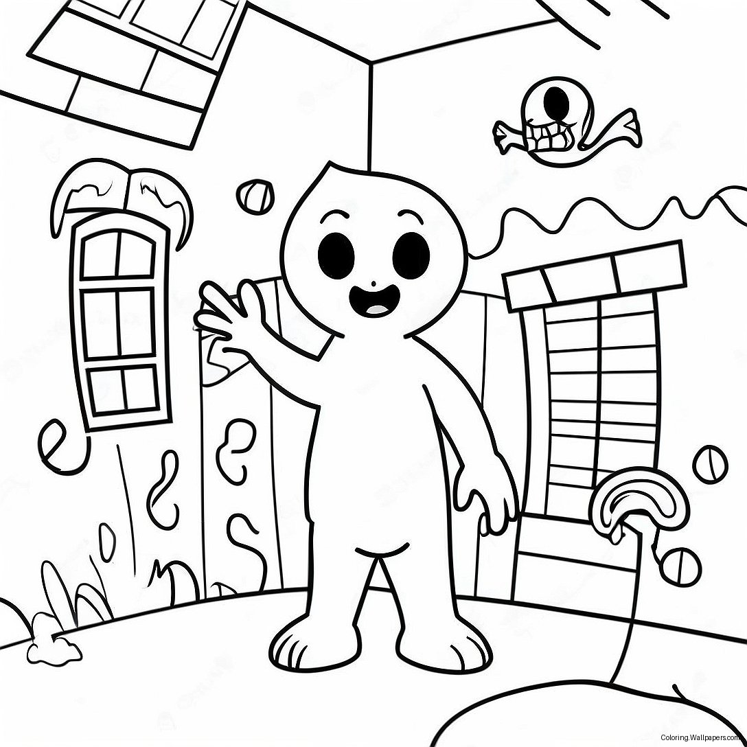 Creepy Scary Larry In The Haunted House Coloring Page 55589