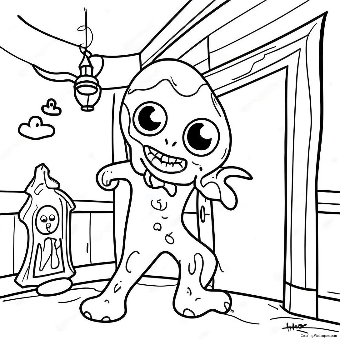 Creepy Scary Larry In The Haunted House Coloring Page 55590