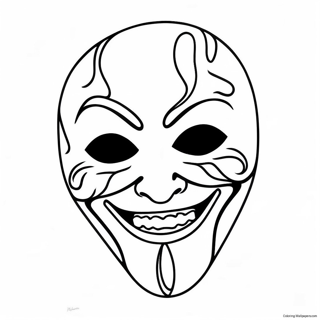 Creepy Scream Mask Coloring Page 39583