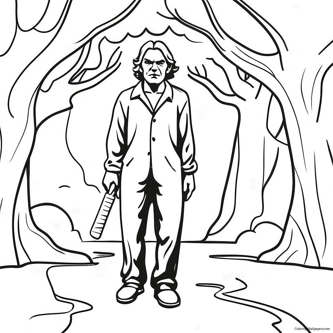 Creepy Serial Killer In Shadows Coloring Page 25821