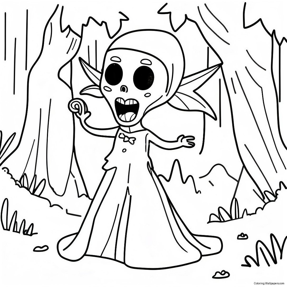 Creepy Siren Head In The Forest Coloring Page 2086