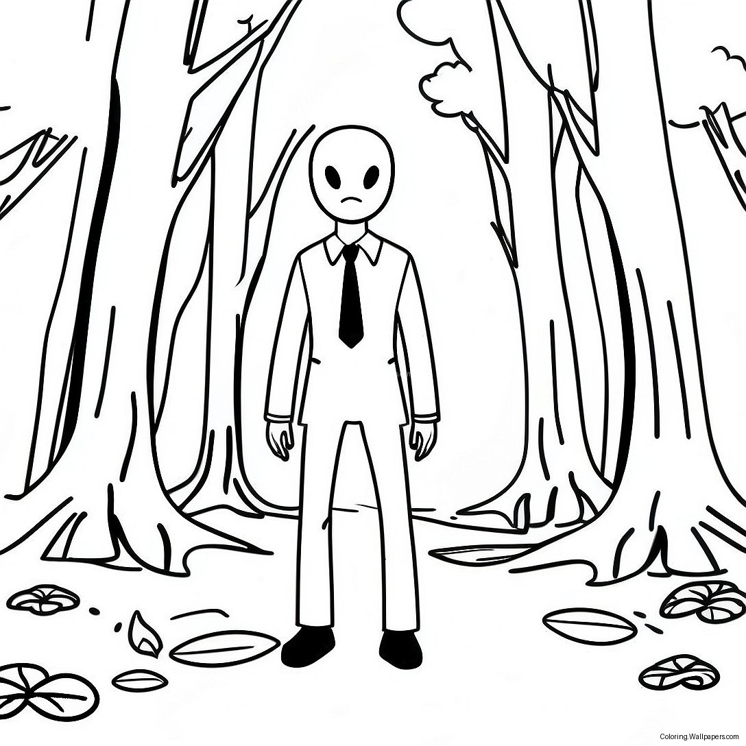 Skrämmande Slenderman I Skogen Färgläggningssida 16145