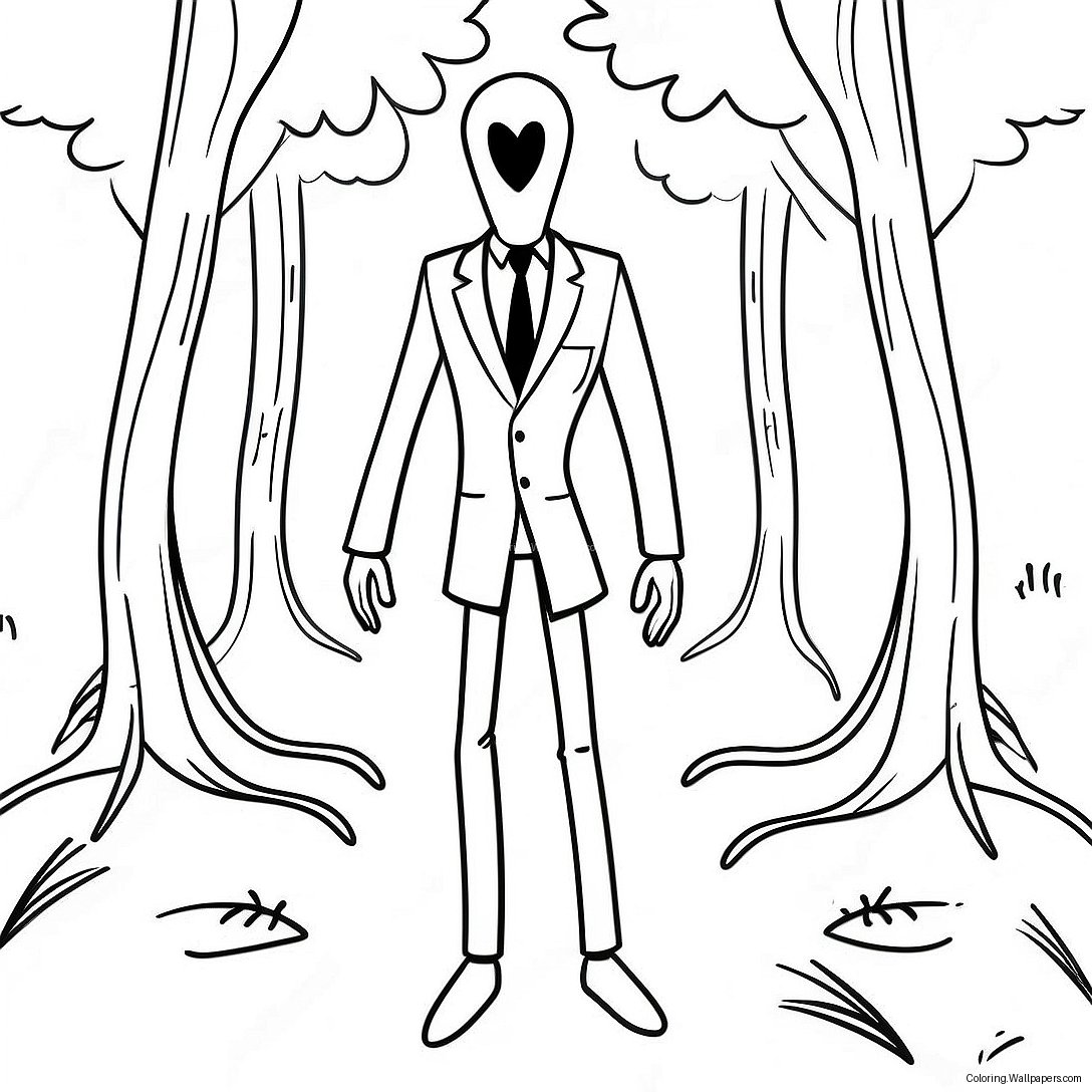 Creepy Slenderman Forest Coloring Page 16147