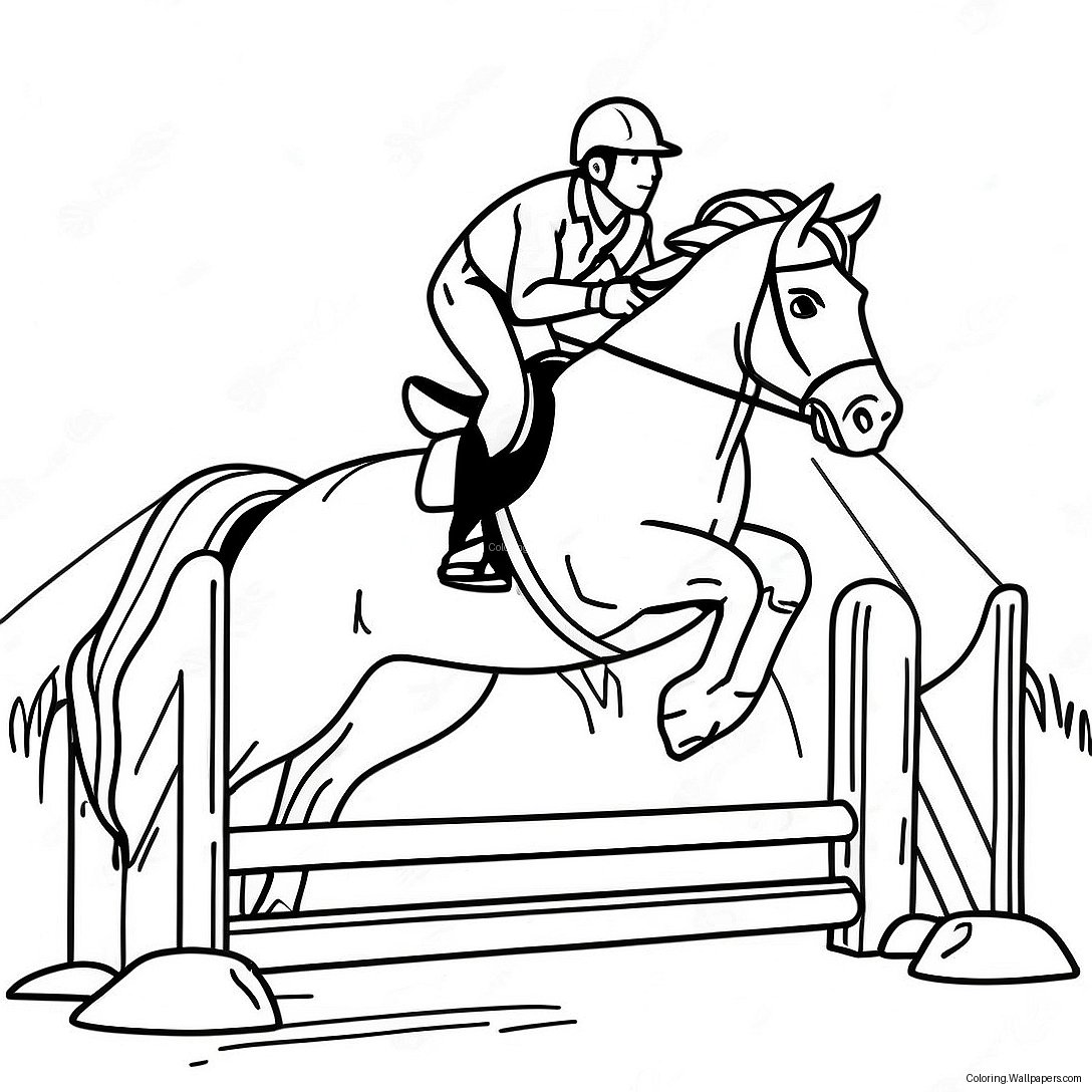 Cross Country Jumping Horse Coloring Page 9797