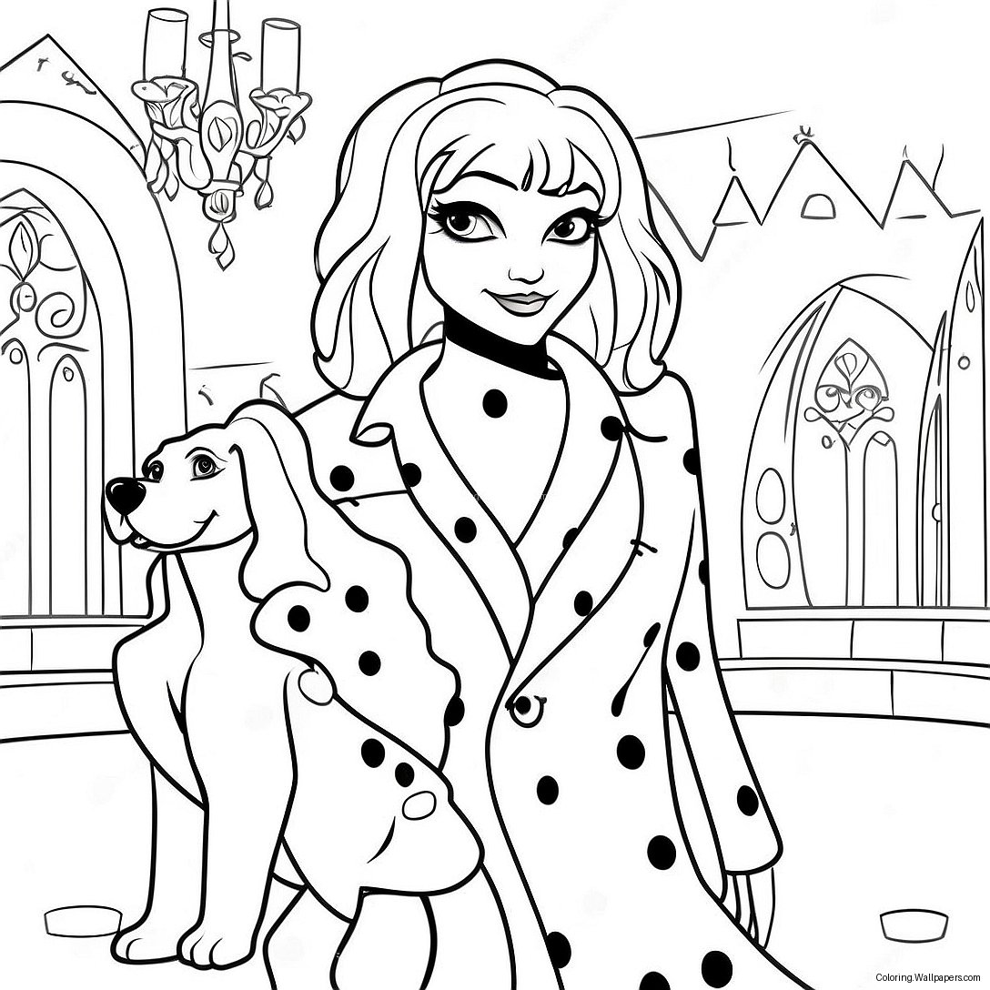 Cruella Dalmatialaisten Kanssa Värittämiseen 15016