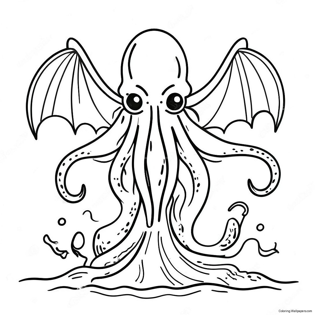 Página Para Colorir Cthulhu Emergindo Do Oceano 36253