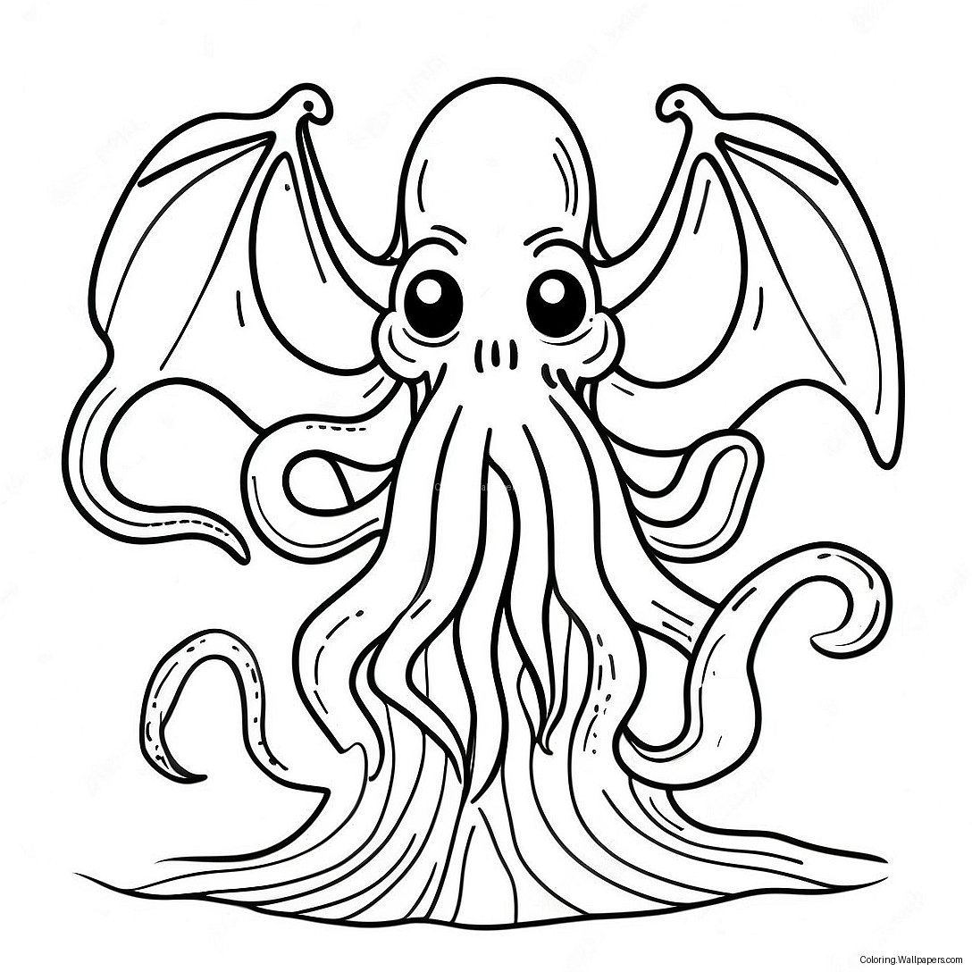 Cthulhu Erhebt Sich Aus Dem Ozean Ausmalbild 36255