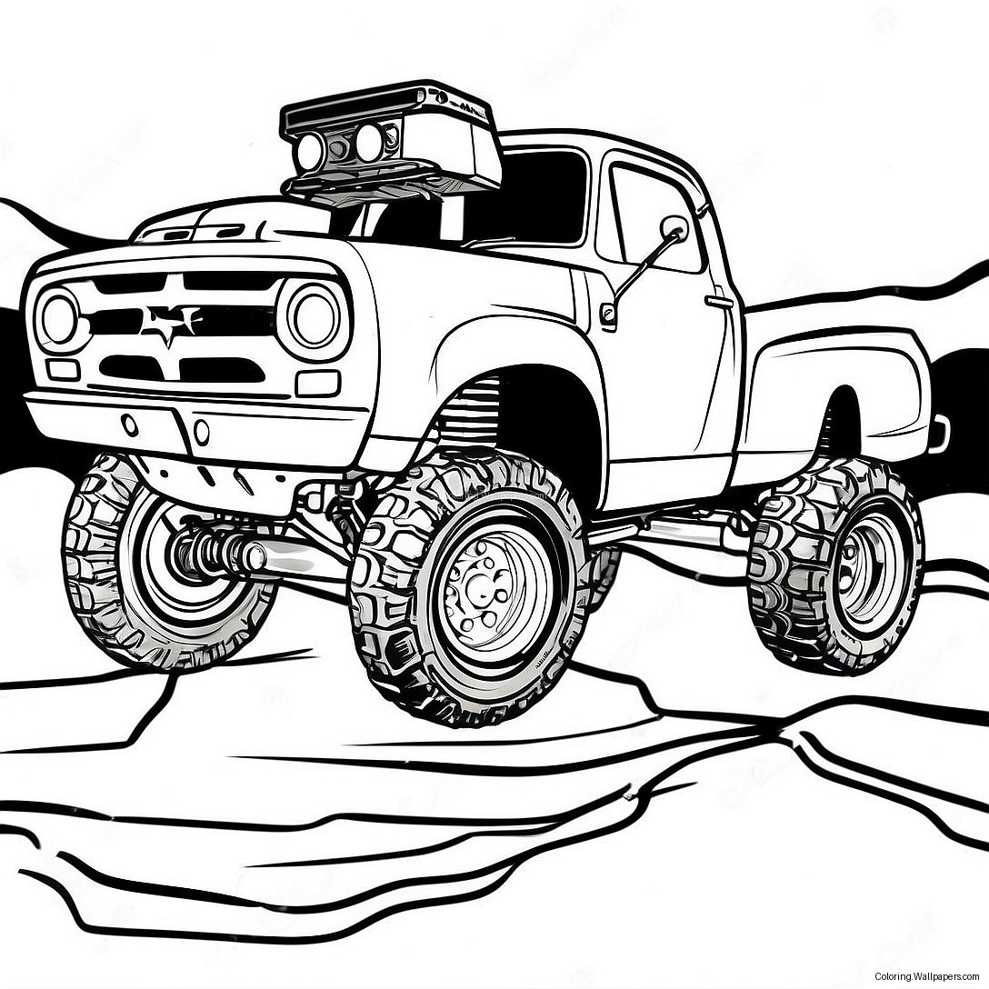 Custom Lifted Dodge Truck Coloring Page 33158