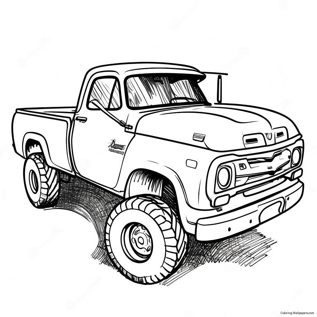 Custom Lifted Dodge Truck Coloring Page 33160