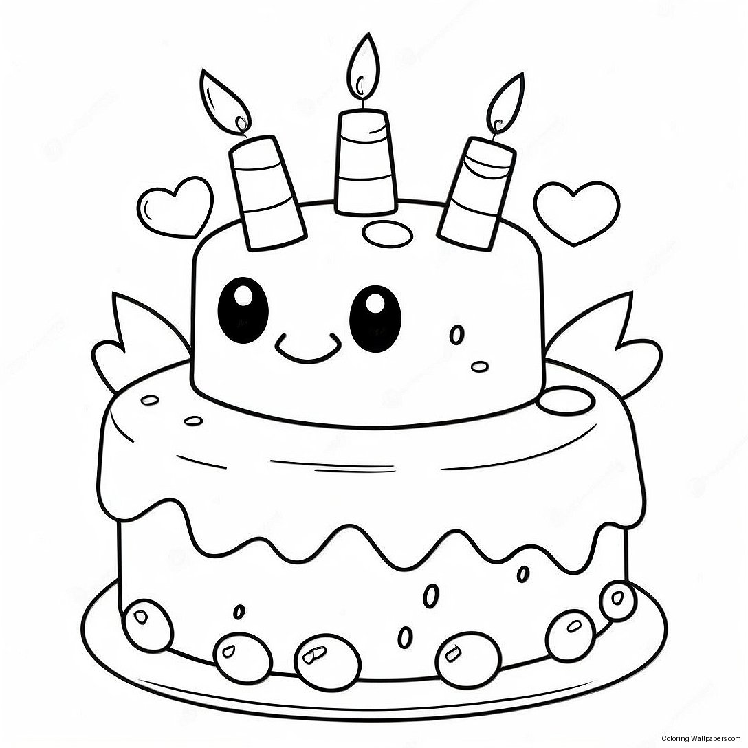 Cute 1st Birthday Cake Coloring Page 43807