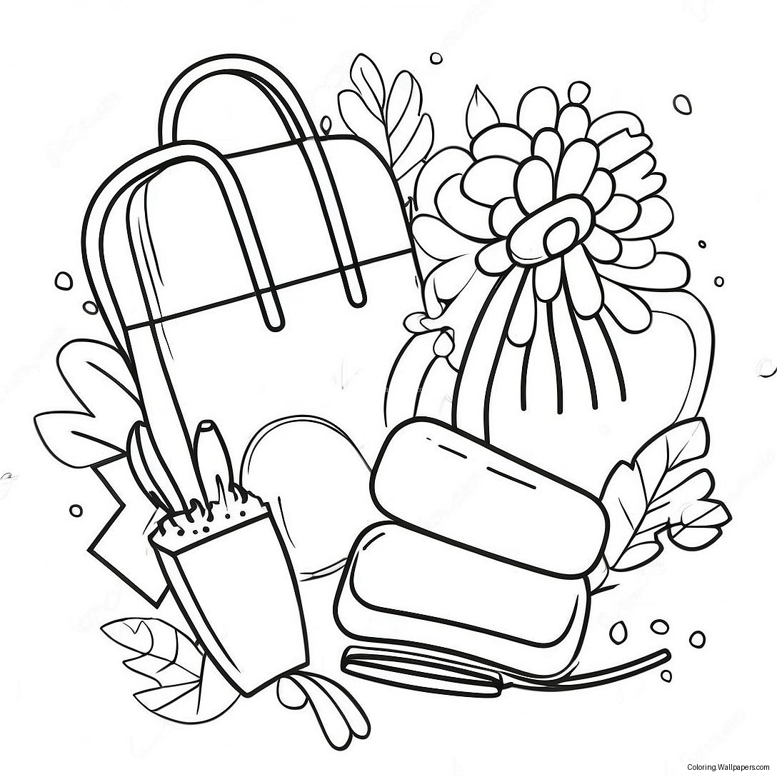 Cute Aesthetic Preppy Accessories Coloring Page 7794