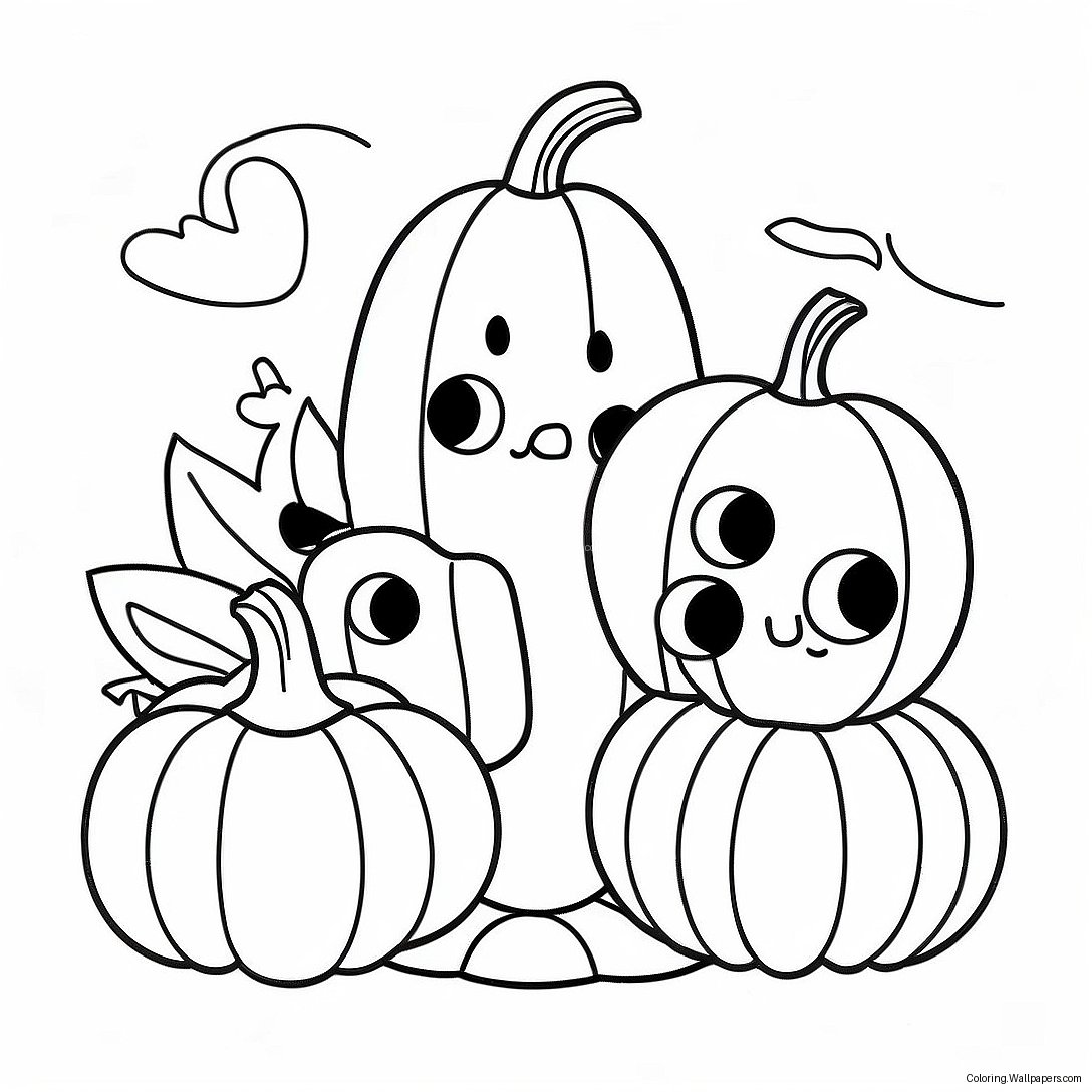 Página Para Colorear De Lindos Personajes De Among Us Con Calabazas 52446