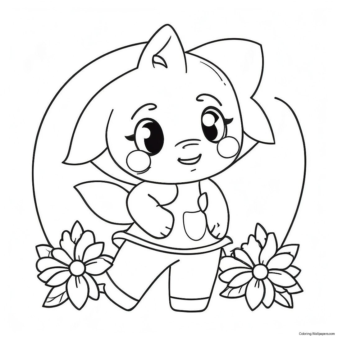 Página Para Colorir Amy Rose Fofa Com Flores 272