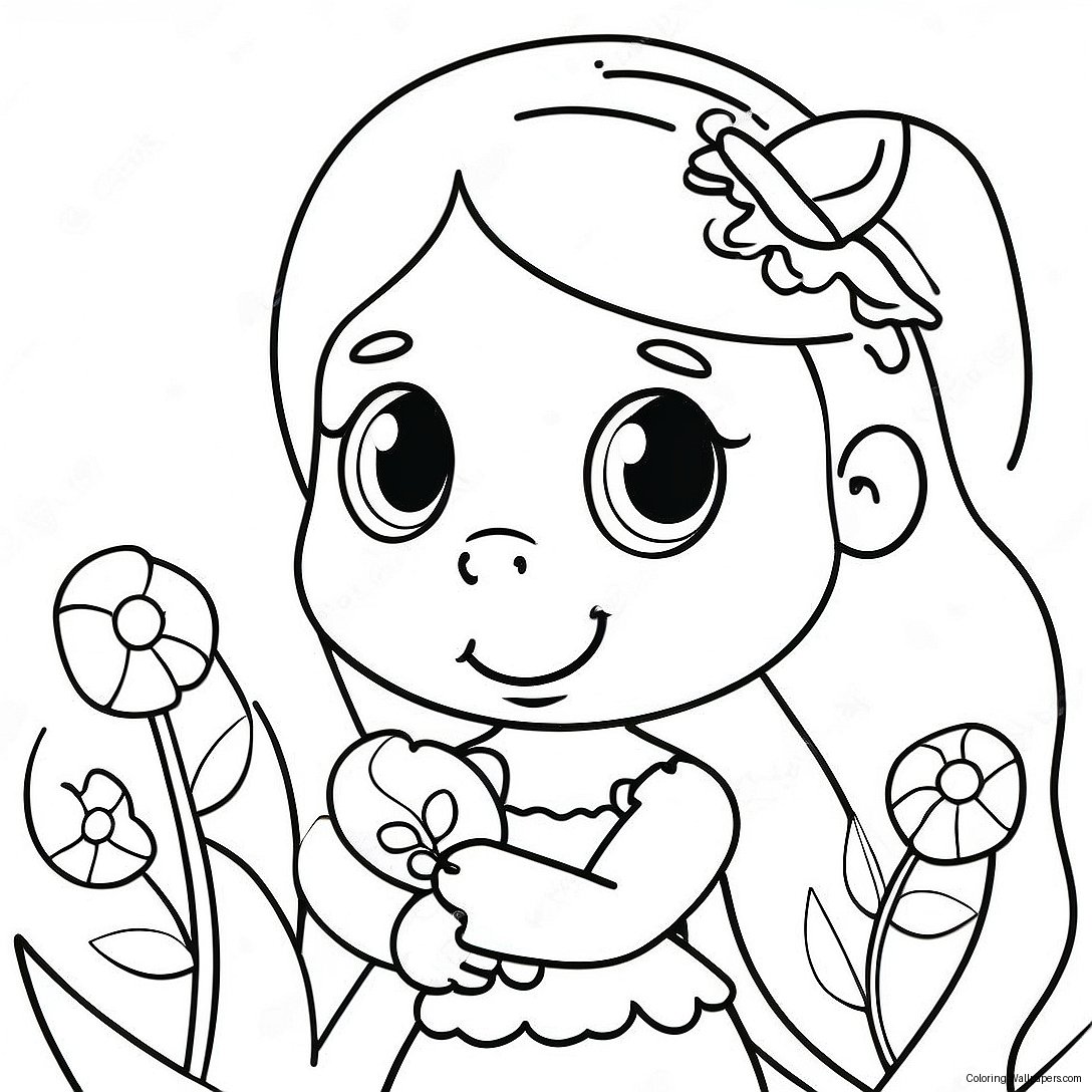 Cute Amy With Flowers Coloring Page 3268