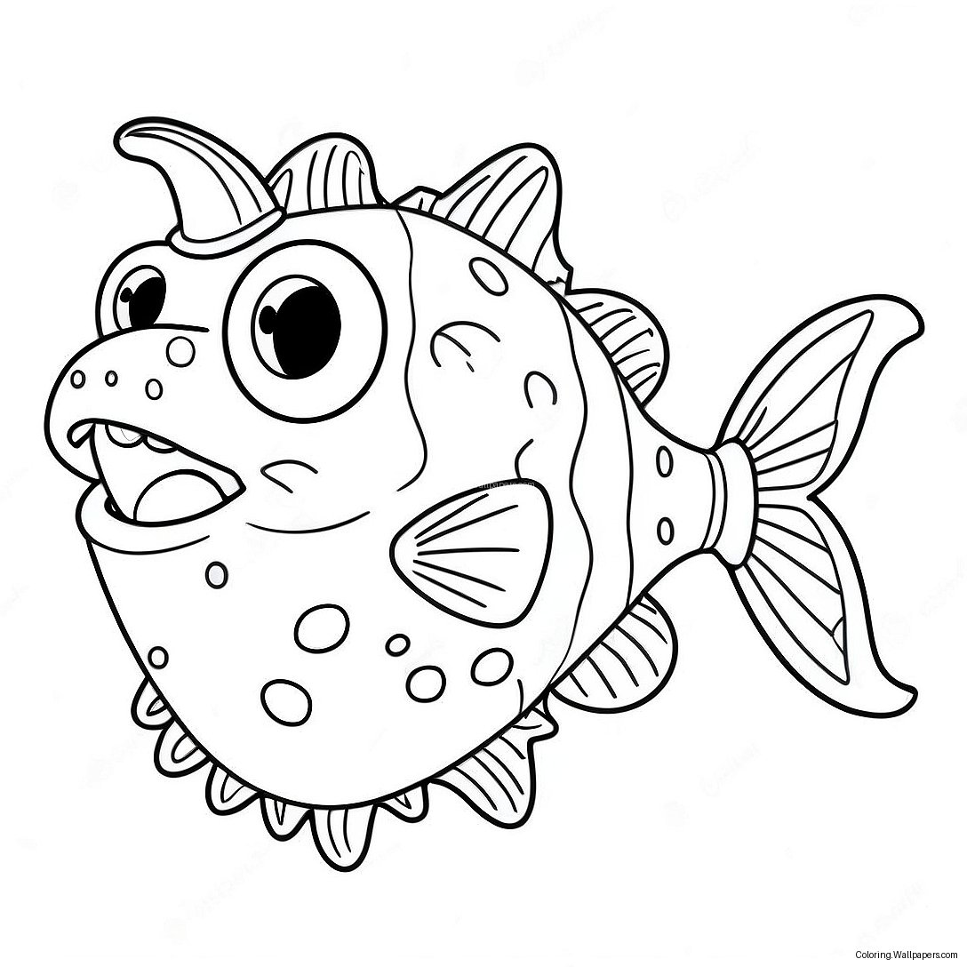 Cute Angler Fish With Big Eyes Coloring Page 41701