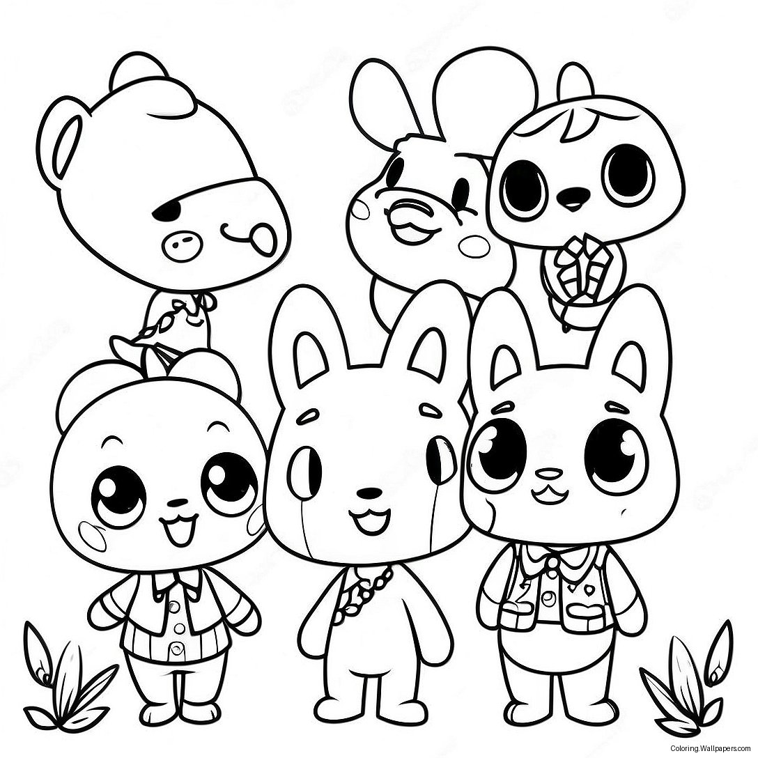 Schattige Personages Uit Animal Crossing Kleurplaat 2045